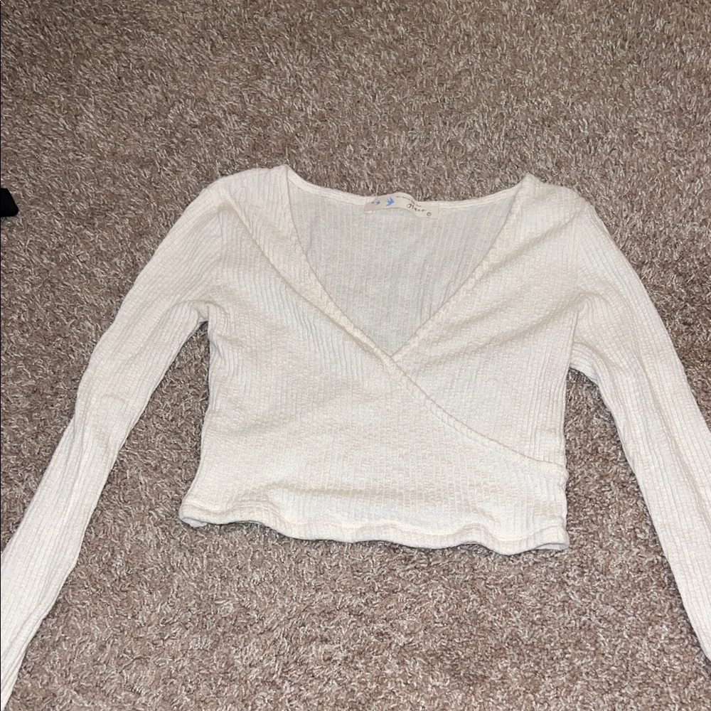 Elegant Cream V-Neck Women's sweater Top
